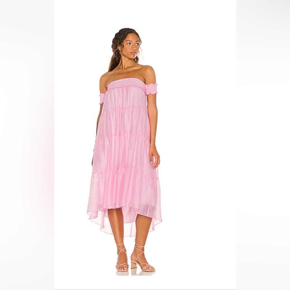 Amanda Uprichard size XS pink smocked off shoulder dress